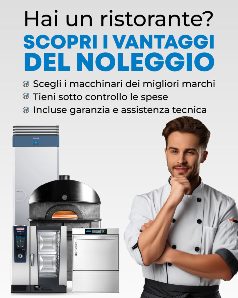 noleggio, vantaggi, macchinari professionali, irinox, moretti forni, coldline, rational.